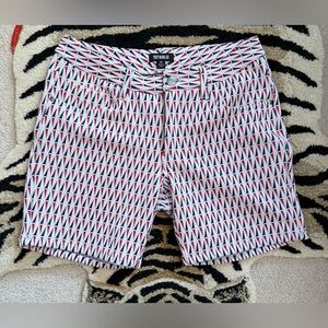 ST33LE Shorts Men's Size 28 Geometric Stretch 5-Pocket Red White Blue  EUC